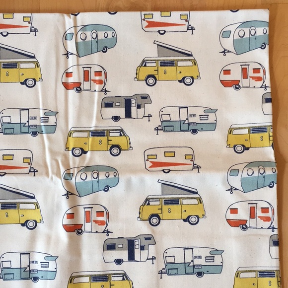 VW Vanagon Camper Van & Vintage Trailer Print Duck Cloth Fabric - Picture 6 of 9